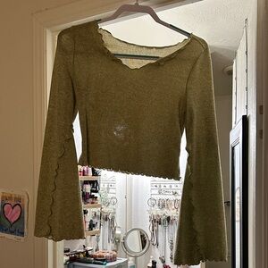 Green Bell Sleeve Sweater
